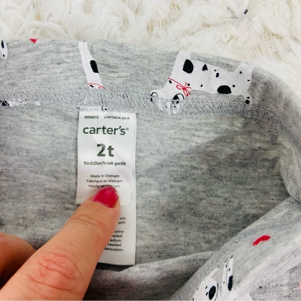 Carter's Pink & Gray dalmatian Dog pink ruffle long sleeve gray stretch leggings - Picture 10 of 17
